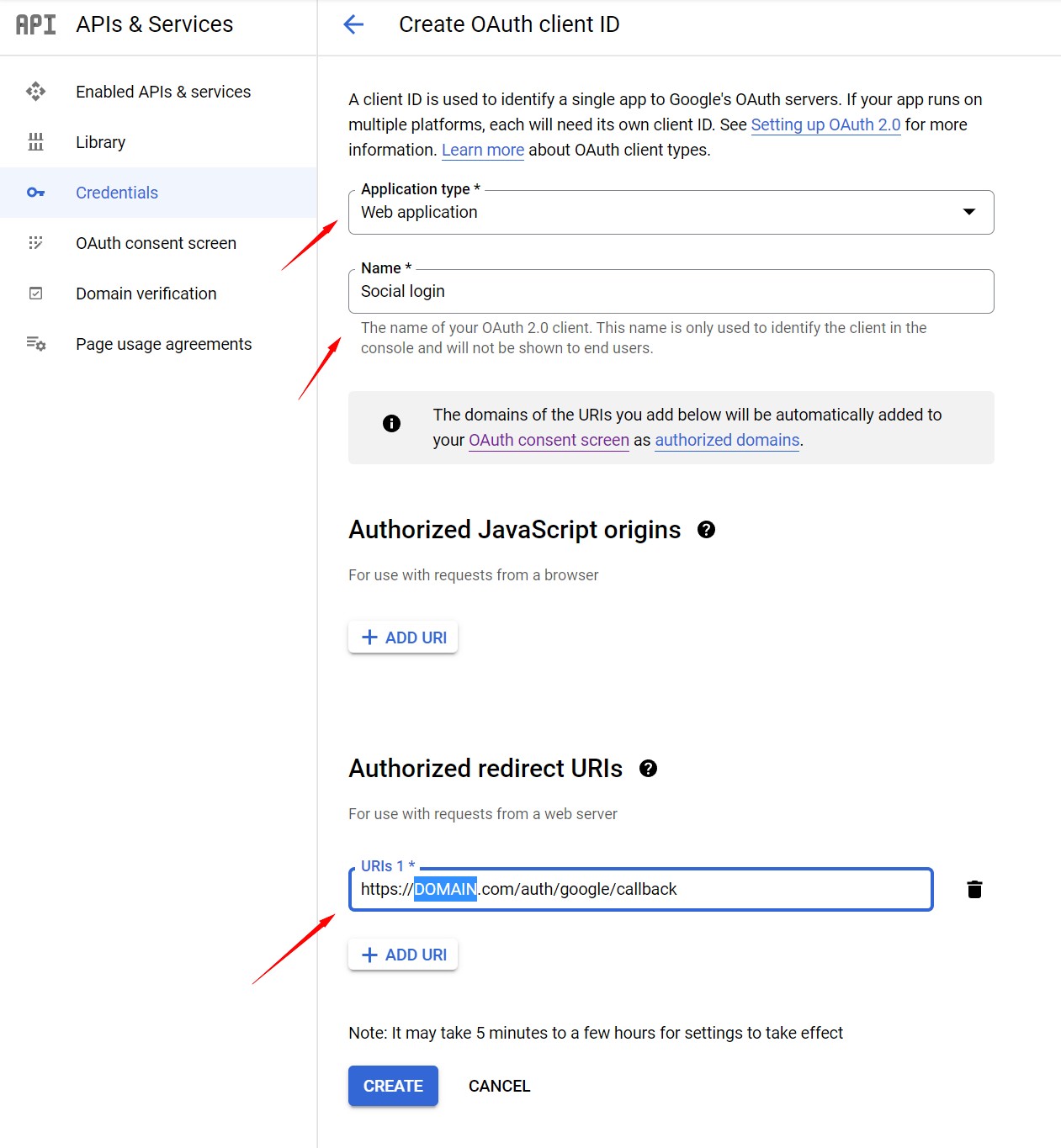 Create OAuth 2.0 client